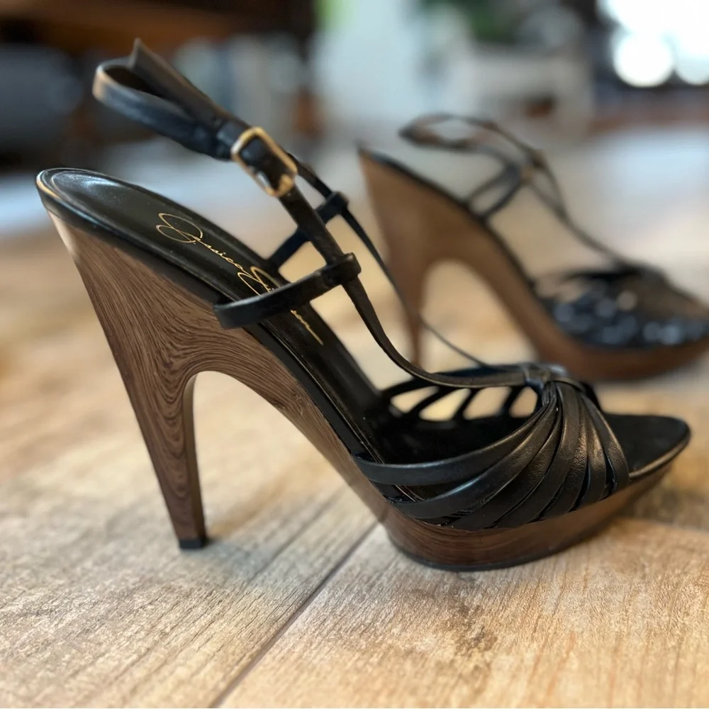 Jessica Simpson Platform Sandal Heels - size 8.5 - Black - Picture 3 of 8